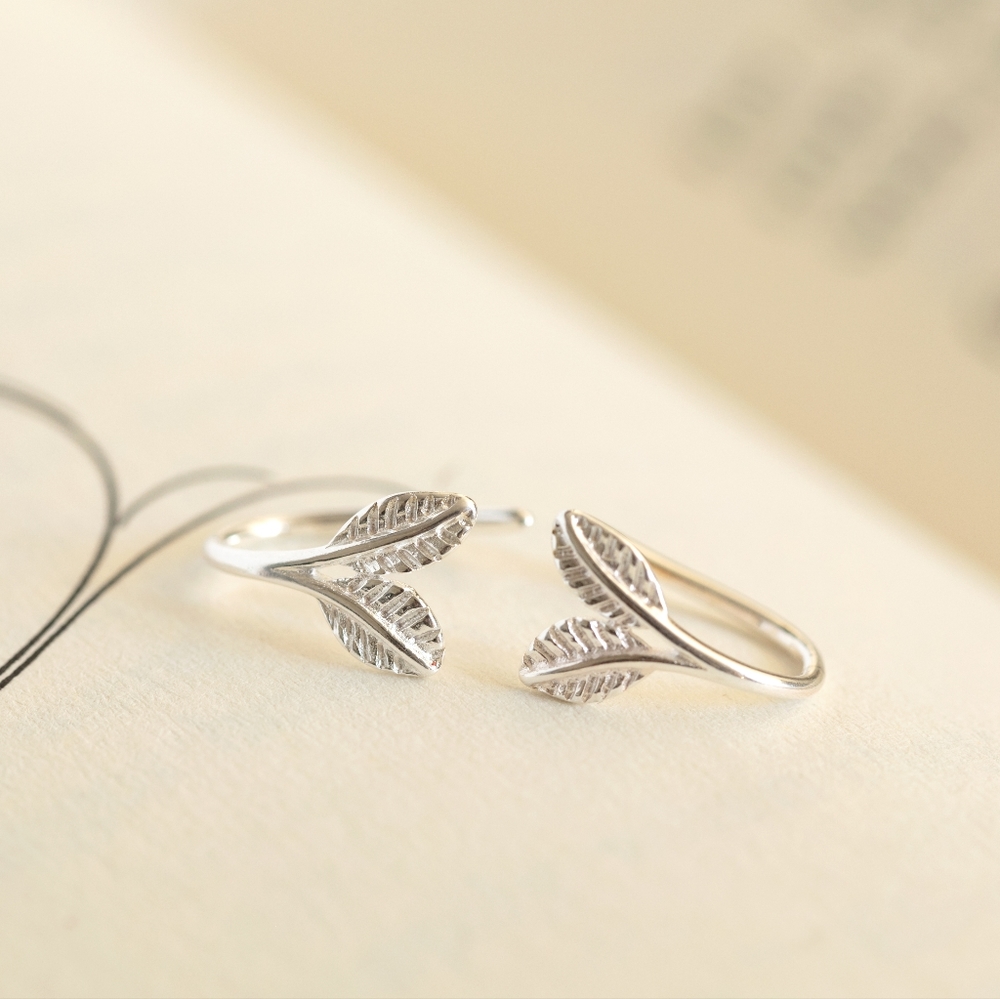 Frosted Leaf Earrings - Only 1 left! - Picture 3 of 11